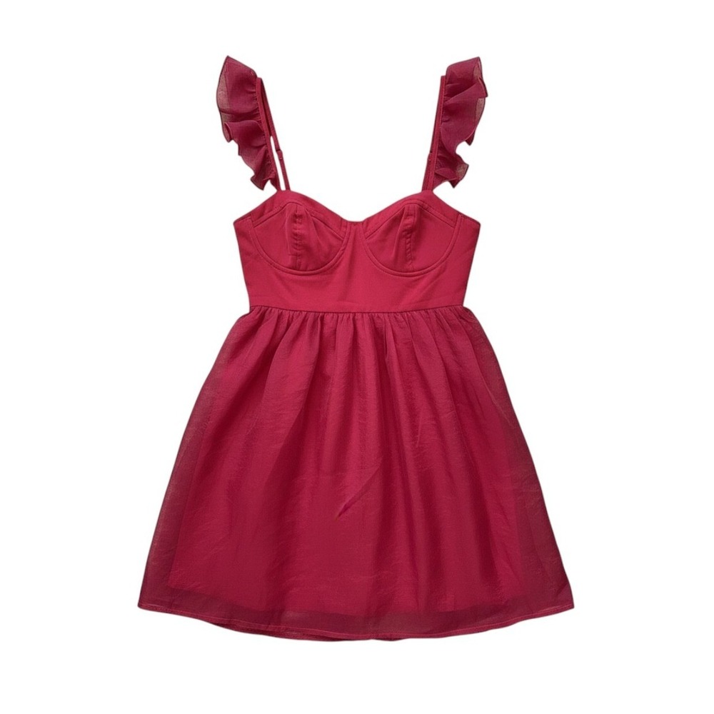 NWT Le Lis Collection Red Bustier Mini Dress Ruffle Straps Size M NEW